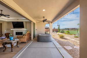 View of patio / terrace featuring ceiling fan