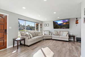 Living room featuring light wood-type flooring