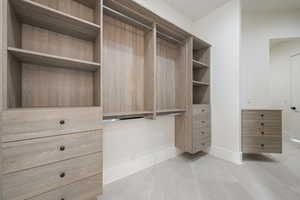 Spacious closet with built in desk