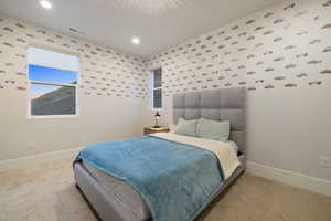 Bedroom with carpet floors