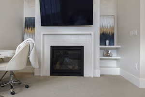 Living room featuring carpet floors