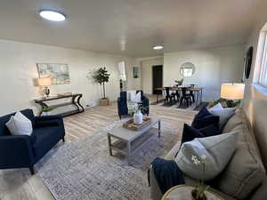 Living room featuring light hardwood / wood-style flooring