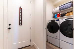 First floor Laundry area just outside the Primary Bedroom, tucked out of view.