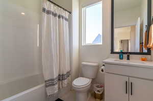 This full bathroom is easily accessible to the upstairs guest rooms and loft area.