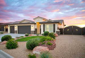 Immaculate Onyx floor plan by Cole West Home with a Prairie-style elevation, 3 car garage and RV parking