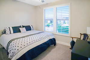 Upgraded carpet and pad, with ceiling fan and plantation shutters.