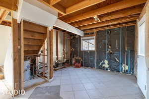 Open tiled kitchen area