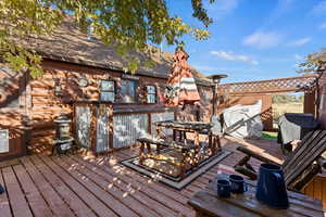 Backyard deck with bar area