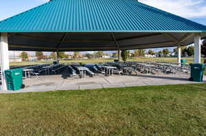 View of home's community with a yard and a gazebo