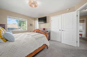 Bedroom featuring a closet and carpet flooring