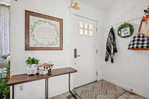 Entryway featuring light wood-type flooring