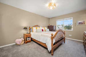 Bedroom with carpet floors