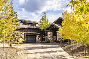 View of front of home featuring a garage