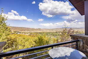 Balcony with a mountain view