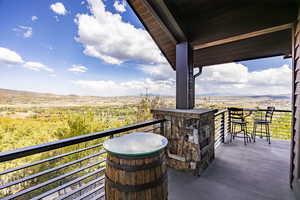 Balcony with a mountain view