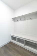 Mudroom featuring dark hardwood / wood-style floors