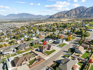 Drone / aerial view with a mountain view