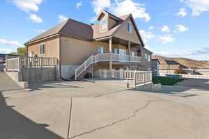 View of front of home with a mountain view