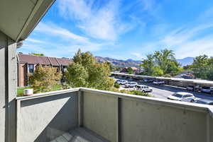 Balcony with a mountain view