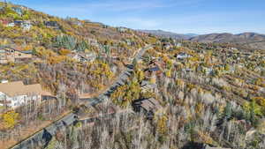 Drone / aerial view with a mountain view