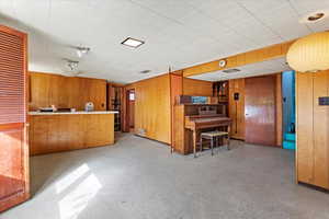 Basement family room with dry bar