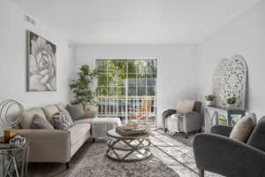 View of carpeted living room