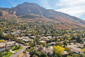 Drone / aerial view featuring a mountain view