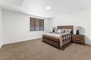 Bedroom with carpet