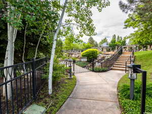 Lovely walkways by community grounds and pools.