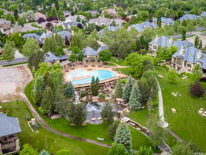 Aerial view of pools and common areas.