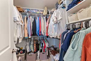 Walk in closet featuring carpet flooring