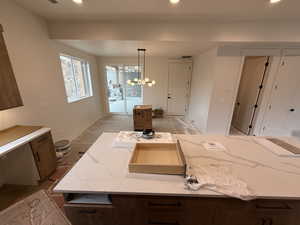 Kitchen featuring pendant lighting