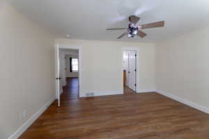 Second Bedroom room featuring ceiling fan  wood-style flooring