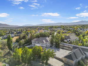 Aerial view featuring a mountain view