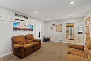 View of carpeted living room