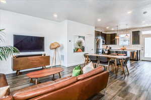 Living room featuring dark hardwood / wood-style floors