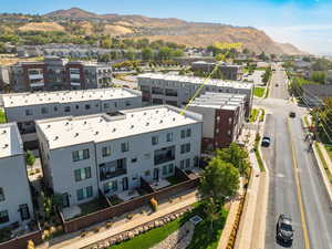 Aerial view featuring a mountain view