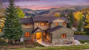 View of front of home with a mountain view