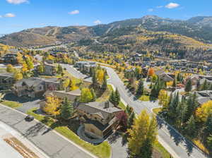 Drone / aerial view featuring a mountain view