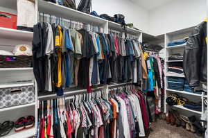 Spacious closet with carpet flooring