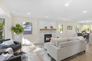 Living room With Beatiful Marble fireplace