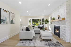 Living room With Beatiful Marble fireplace