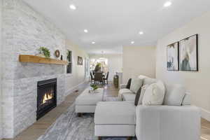 Living room With Beatiful Marble fireplace