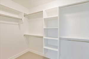 Walk in closet with carpet flooring