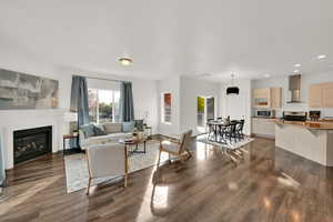 Living room featuring dark hardwood / wood-style floors