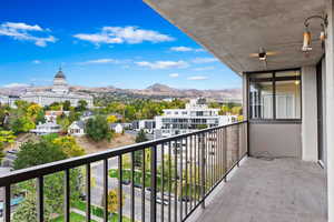 Balcony with view of the Utah State Capitol