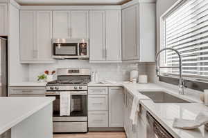 Modern Grey cabinets in Kitchen