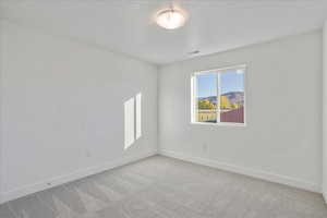 Spare room with light colored carpet