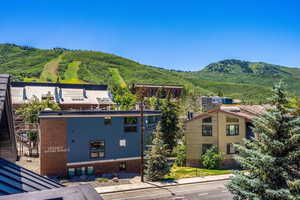 Exterior space featuring a mountain view