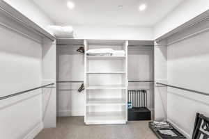 Walk in closet featuring carpet